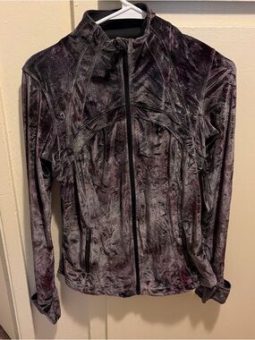 lululemon athletica Velvet-Look Zip Bomber Jacket in Plum
